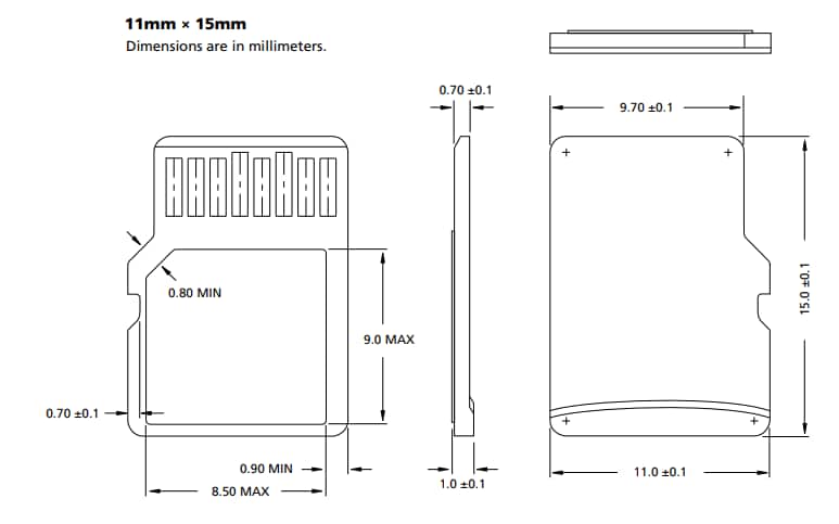 Mechanical Drawing - Micron i400 Industrial MicroSD Cards